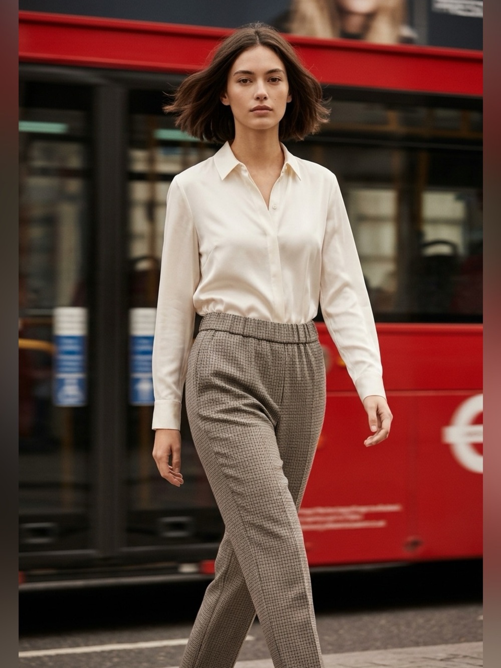 Babaton Wool Blend Check Trousers Size 2 | High Waisted Tailored Pant